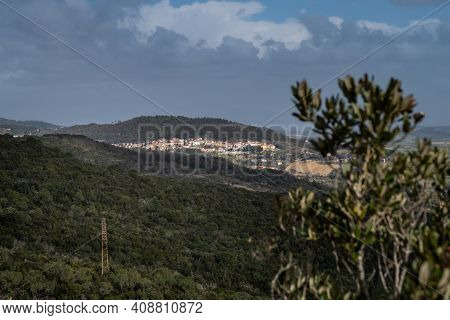 Overview Of The Village Of Gabbro During Trekking In The Woods Of The Livorno Hills From Le Palazzin
