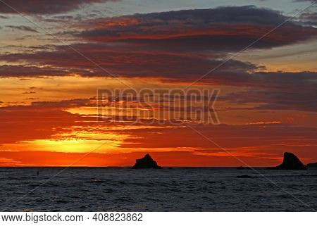 Costa Tropical Sunset At Almunecar In Spain