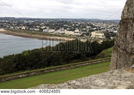 Falmouth (england), Uk - August 15, 2015: A View Of Pendennis Castle And Park, Falmouth, Cornwall, E