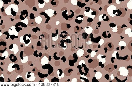 Abstract Modern Leopard Seamless Pattern. Animals Trendy Background. Beige And Black Decorative Vect