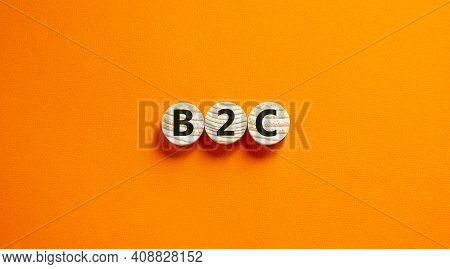 B2c, Business To Customer Symbol. Wooden Circles With Word 'b2c, Business To Customer'. Beautiful Or