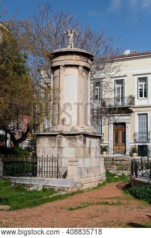 Roman Agora The Tower Of The Winds Or The Horologion Of Andronikos Kyrrhestes That Is An Octagonal P