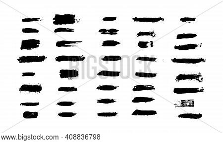 Vector Set Of Differrent Grunge Brush Strokes. Artistic Brush.