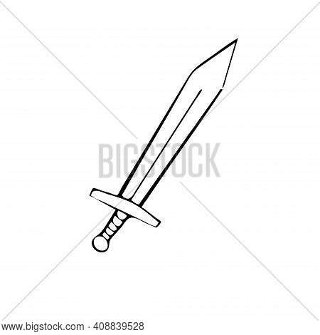 Sword Draw Flat Design Illustration Vector Sketch
