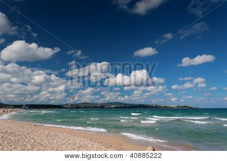 zomer landschap van strand, zee en vleugels