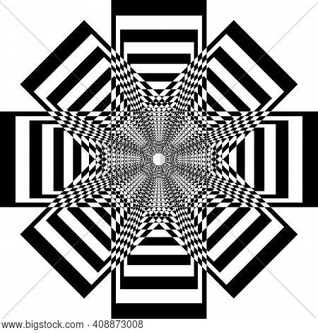 Abstract Frame Multiple Perspective Arabesque Intersections Black On Transparent Background Designer