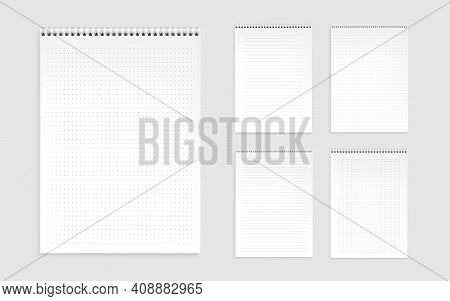 Notebook Sheets, Blank Pages With Lines, Dots And Checks. Memo Pads, Daily Planner Templates, Notepa