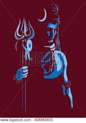 Sketch Of Indian Famous And Powerful God Lord Shiva And His Symbols Outline, Silhouette Editable Ill