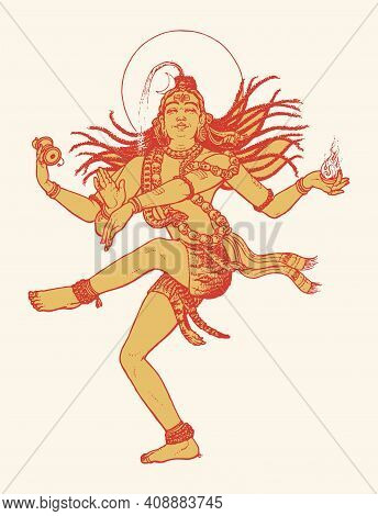 Sketch Of Indian Famous And Powerful God Lord Shiva And His Symbols Outline, Silhouette Editable Ill