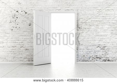 3D Tür in weiß Vintage Wand
