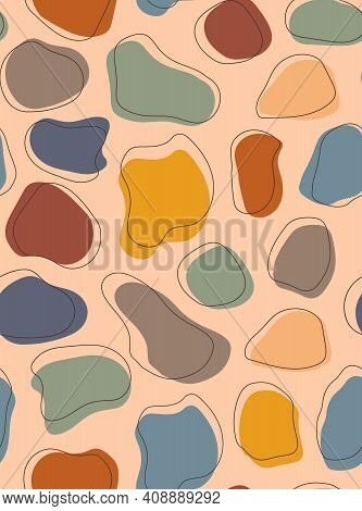 Abstract Seamless Pattern Bundle With Natural Shapes. Trendy Fashion Background Includes Modern Mini