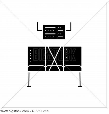 Social Distancing At Airport Glyph Icon. Forced Distance Between Seats Due To Pandemic.rethink Seati