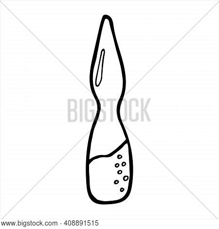 Vial, Isolated Simple Hand Drawn Illustration In Black And White