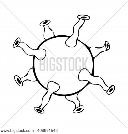 Virus, Isolated Simple Hand Drawn Illustration In Black And White