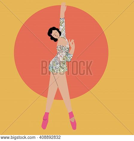 Dancing Girl On The Background Of A Circle