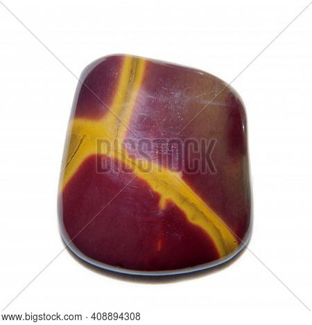 Natural Mookaite Cabochon Isolated On White Background