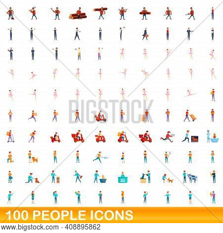 100 People Icons Set. Cartoon Illustration Of 100 People Icons Vector Set Isolated On White Backgrou