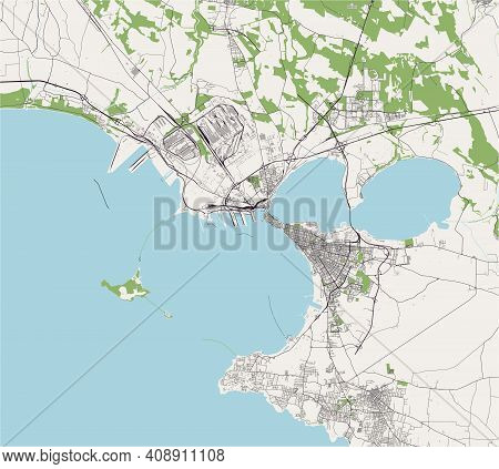Map Of The City Of Taranto, Italy