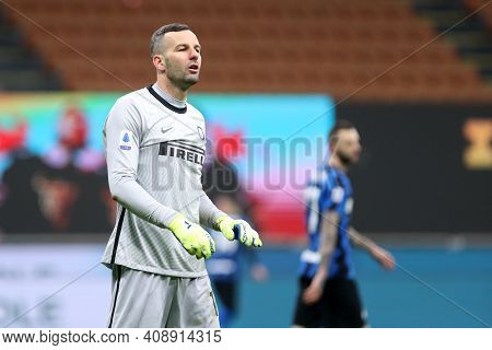 Milano, Italy. 14th February 2021 . Samir Handanovic Of Fc Internazionale   During The Serie A Match
