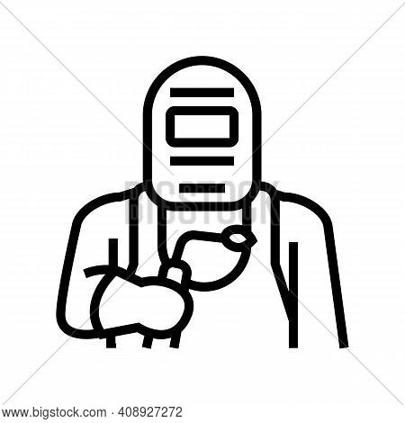 Welder Worker Line Icon Vector. Welder Worker Sign. Isolated Contour Symbol Black Illustration