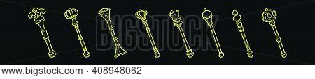 Set Of Sceptre Cartoon Icon Design Template With Various Models. Modern Vector Illustration Isolated