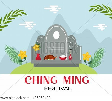 Ching Ming Traditional Chinese Festival Celebration. Vector Illustration