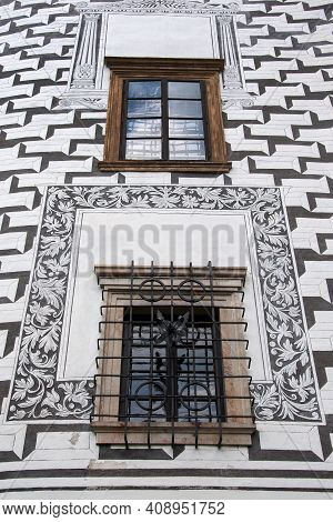 The Facade Of The Velke Losiny Chateau In The Czech Republic Has An Interesting Arrangement Of Windo