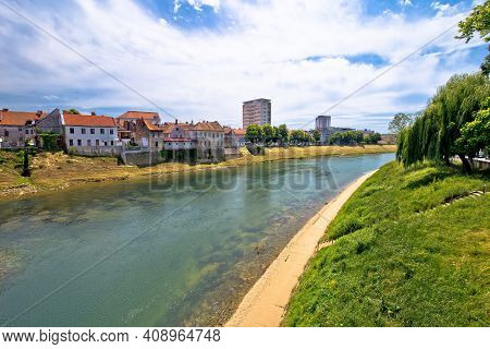 River Kupa And Town Of Karlovac Waterfront View, Central Croatia