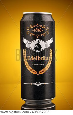 Lviv, Ukraine - July 11, 2020: Edelbrau German Beer In A Can