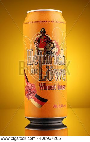 Lviv, Ukraine - July 11, 2020: Heinrich Der Lowe German Beer In A Can