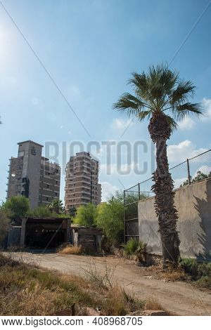 Famagusta, Cyprus - September 15 2016: Abandoned Hotels At Varosha Ghost Town, Famagusta, Northern C