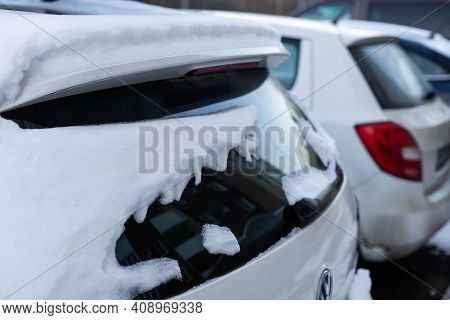 Cars Covered With Snow, Car Windows In The Snow