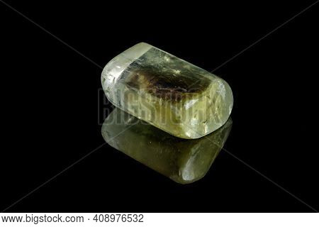 Macro Mineral Stone Gedanite Black Background
