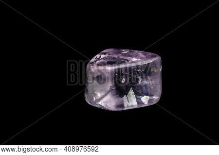 Macro Mineral Stone Spodumene Kunzite Black Background