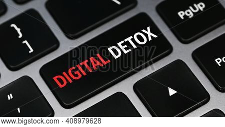 Conceptual Hand Writing Showing Digital Detox. Digital Detox Text On A Keyboard.