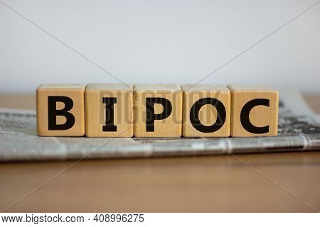 Bipoc Symbol. Abbreviation Bipoc, Black, Indigenous And People Of Color On Wooden Cubes. Beautiful W