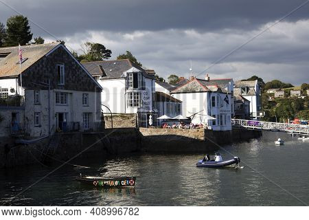 Fowey (england), Uk - August 19, 2015: Fowey Harbor, Cornwall, England, United Kingdom.