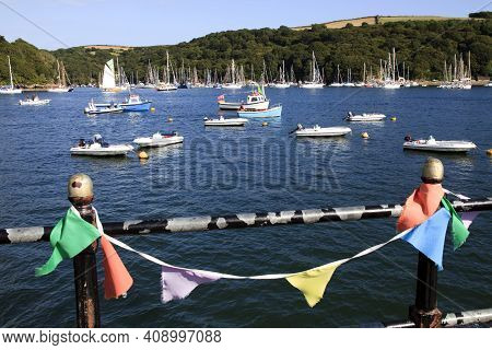 Fowey (england), Uk - August 19, 2015: Fowey Harbor, Cornwall, England, United Kingdom.