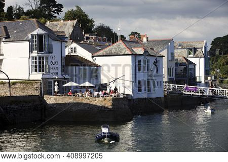 Fowey (england), Uk - August 19, 2015: Fowey Harbor, Cornwall, England, United Kingdom.
