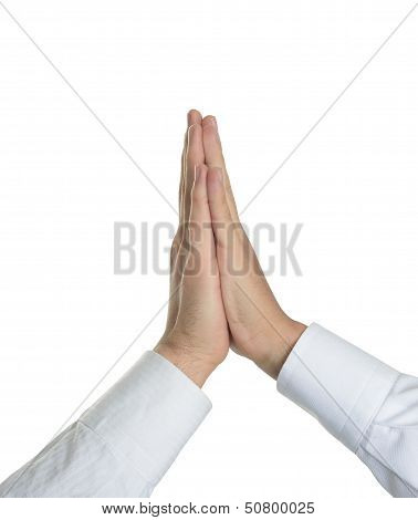 two people joining the palms