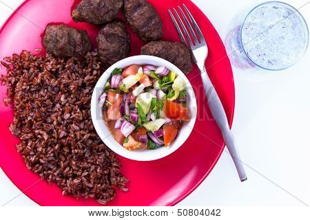 Turkish Meat Balls Kofte With Red Pilaf