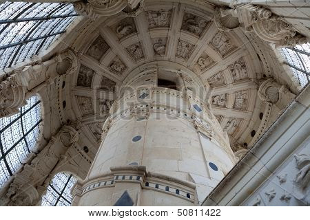 Ceiling of the staircase from castle of Chambord France