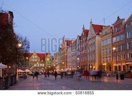 Dluga street at night, Gdansk