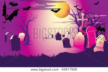 night at the cemeter. Halloween