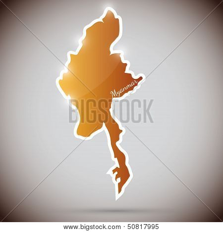 vintage sticker in form of Myanmar