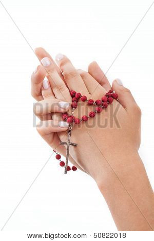 Praying With Rosary, Isolated
