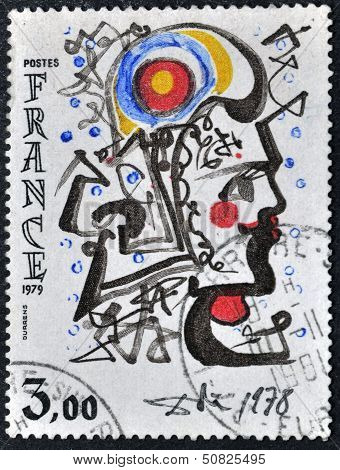 FRANCE - CIRCA 1979: A stamp printed in France shows an Salvador Dalï¿½ drawing circa 1979