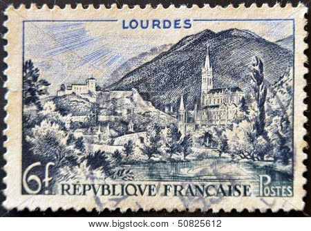 A Stamp Printed In France Shows Lourdes
