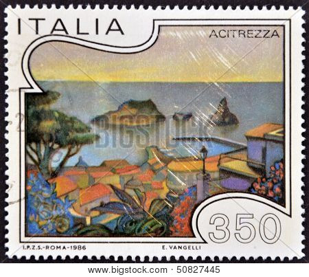 Italy - Circa 1986: A Stamp Printed In Italy Shows Acitrezza, Circa 1985