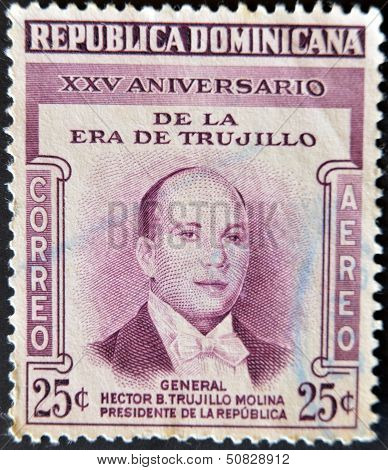 Dominican Republic - Circa 1955: A Stamp Printed In Dominican Republic Shows President Trujillo